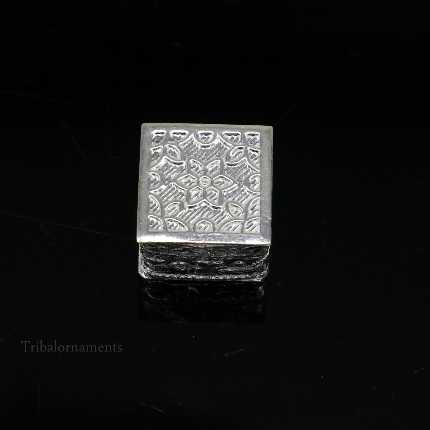 925 sterling silver bridal square trinket box by TRIBAL ORNAMENTS, decorative casket for jewelry or cosmetics, elegant gift container