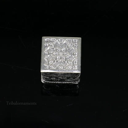 925 sterling silver bridal square trinket box by TRIBAL ORNAMENTS, decorative casket for jewelry or cosmetics, elegant gift container