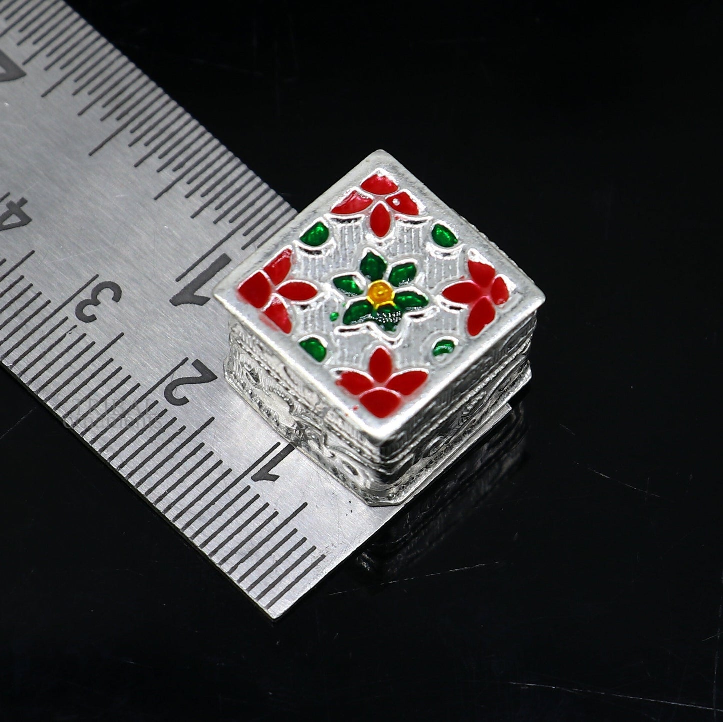 925 sterling silver trinket box, kajal box/casket box bridal square shape box collection, container box, eyeliner box gifting art stb345 - TRIBAL ORNAMENTS