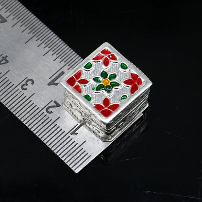 925 sterling silver trinket box, kajal box/casket box bridal square shape box collection, container box, eyeliner box gifting art stb345 - TRIBAL ORNAMENTS