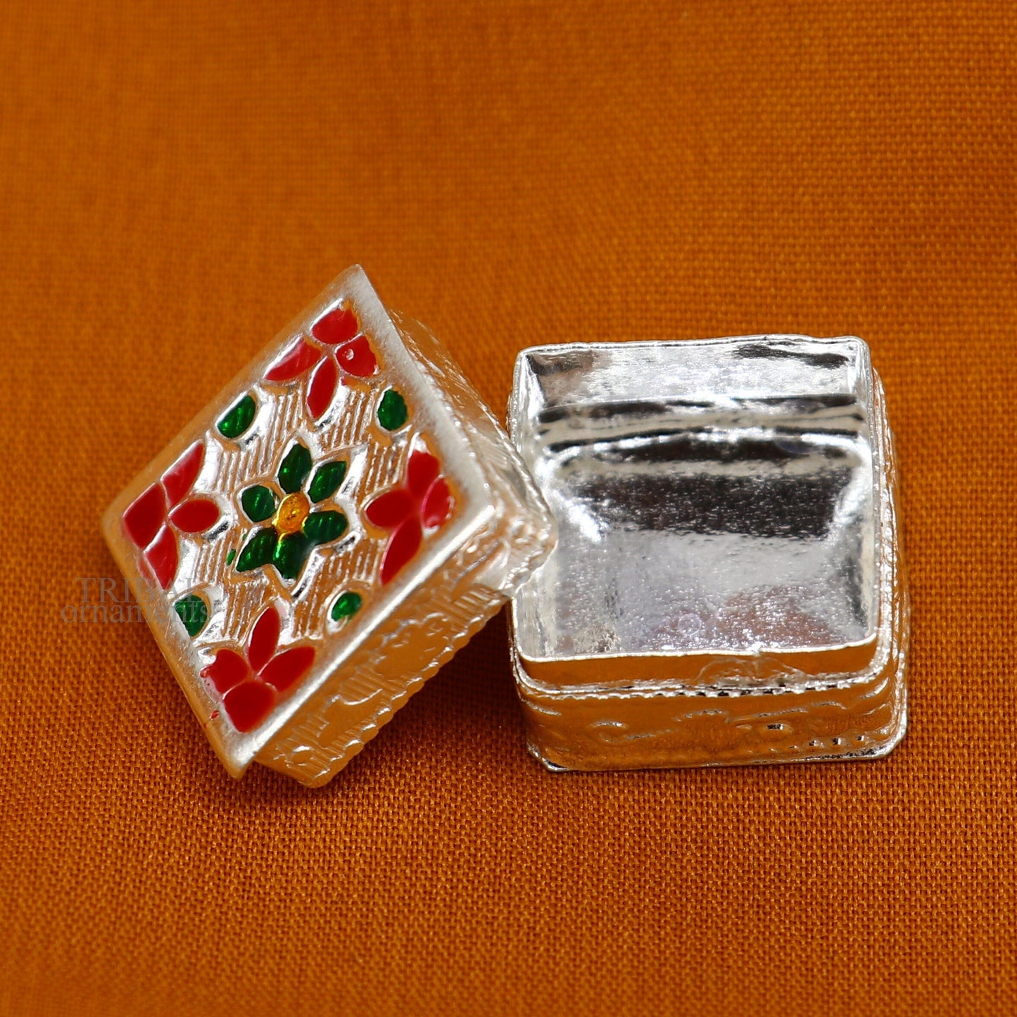 925 sterling silver trinket box, kajal box/casket box bridal square shape box collection, container box, eyeliner box gifting art stb345 - TRIBAL ORNAMENTS