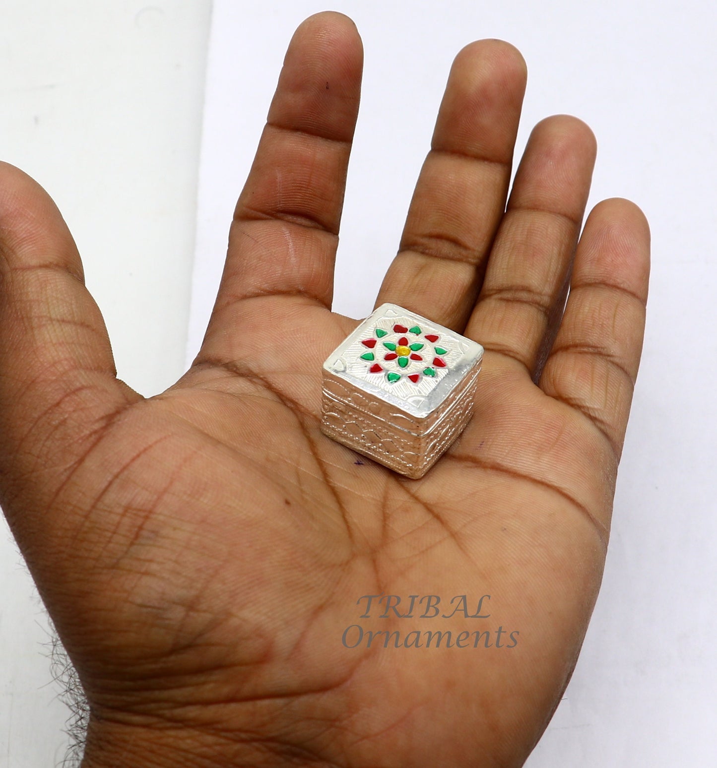 925 sterling silver trinket box, kajal box/casket box bridal square shape box collection, container box, eyeliner box gifting art stb723 - TRIBAL ORNAMENTS