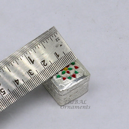 925 sterling silver trinket box, kajal box/casket box bridal square shape box collection, container box, eyeliner box gifting art stb723 - TRIBAL ORNAMENTS