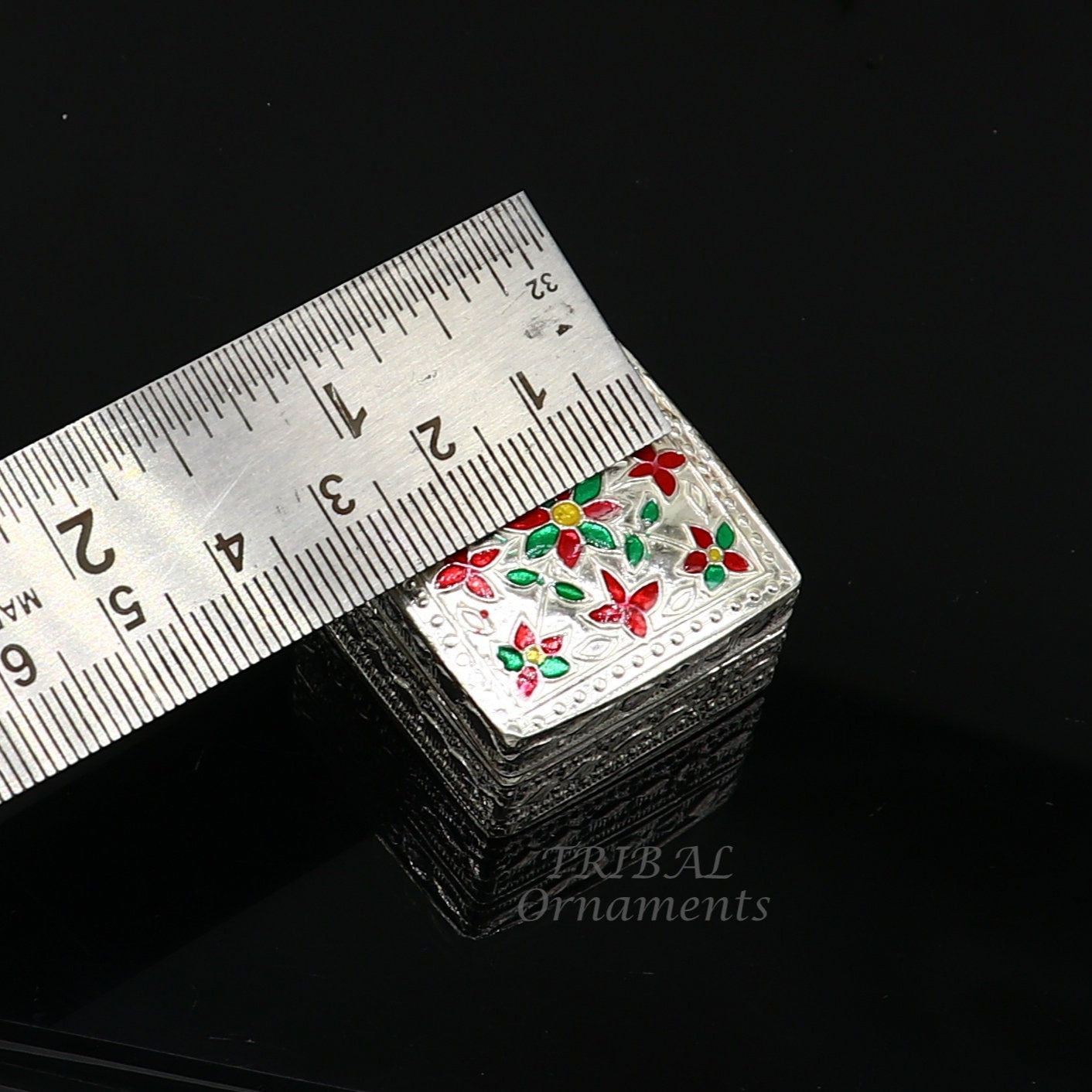 925 sterling silver trinket box, kajal box/casket box bridal square shape box collection, container box, eyeliner box gifting art stb724 - TRIBAL ORNAMENTS