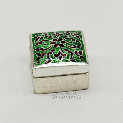 925 sterling silver trinket box, kajal box/casket box bridal square shape box collection, container box, eyeliner box gifting art stb731 - TRIBAL ORNAMENTS