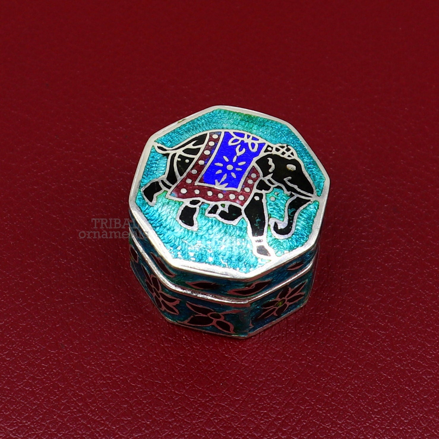 925 sterling silver trinket box, kajal box/casket box brides collection, elephant design container box, eyeliner box gifting stb365 - TRIBAL ORNAMENTS