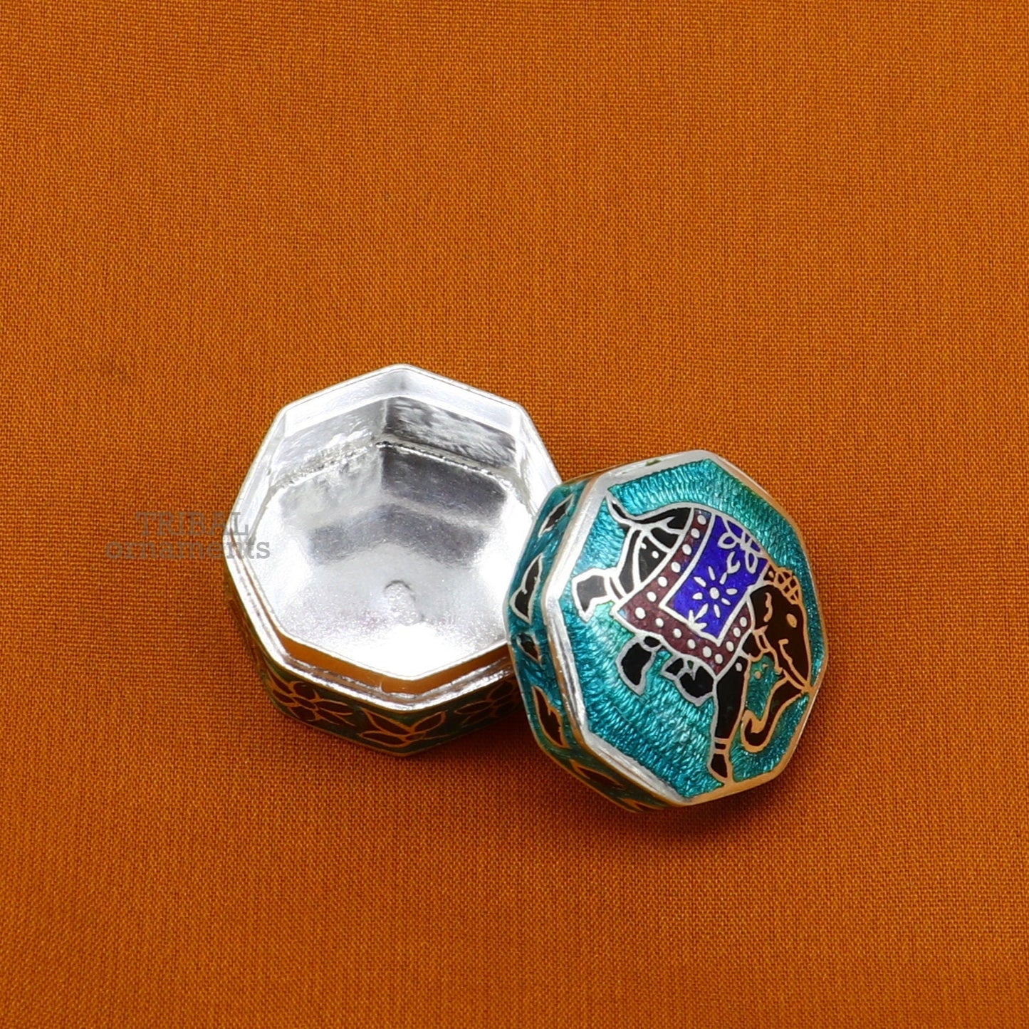 925 sterling silver trinket box, kajal box/casket box brides collection, elephant design container box, eyeliner box gifting stb365 - TRIBAL ORNAMENTS