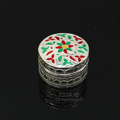925 sterling silver trinket box, kajal box/casket box round eye liner surma box collection, container box, eyeliner box gifting art stb725 - TRIBAL ORNAMENTS