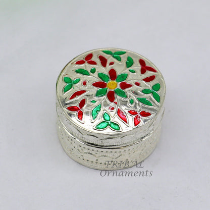 925 sterling silver trinket box, kajal box/casket box round eye liner surma box collection, container box, eyeliner box gifting art stb725 - TRIBAL ORNAMENTS