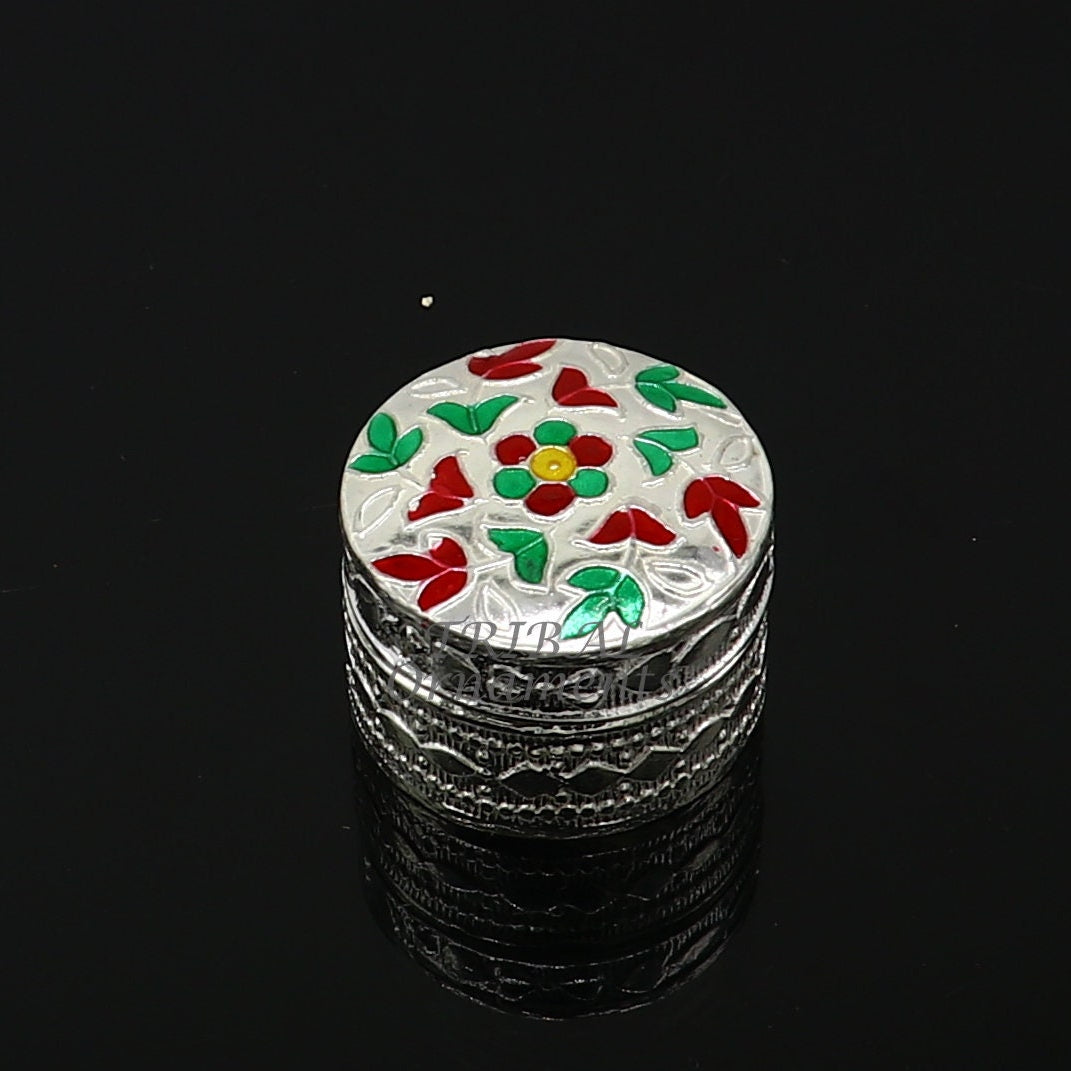 925 sterling silver trinket box, kajal box/casket box round eye liner surma box collection, container box, eyeliner box gifting art stb726 - TRIBAL ORNAMENTS