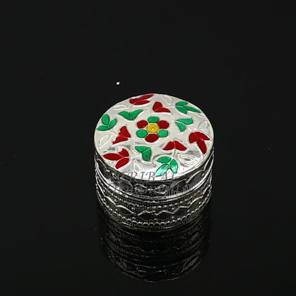 925 sterling silver trinket box, kajal box/casket box round eye liner surma box collection, container box, eyeliner box gifting art stb726 - TRIBAL ORNAMENTS