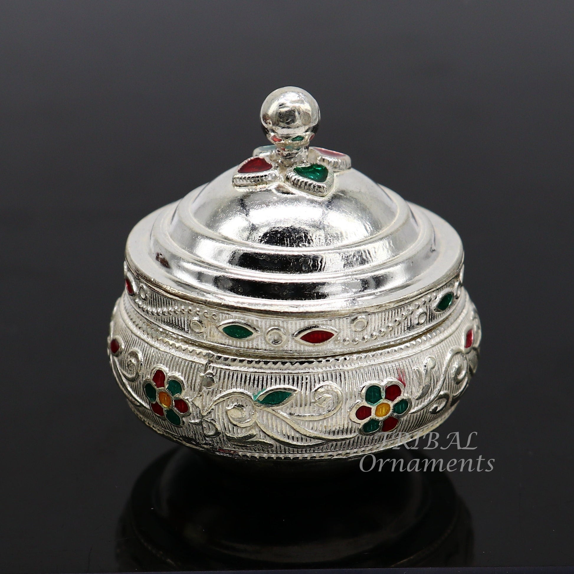 925 sterling silver trinket box, kajal box/casket box, Sindur box collection, container box, eyeliner box best brides  gifting stb391 - TRIBAL ORNAMENTS