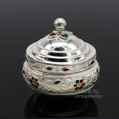 925 sterling silver trinket box, kajal box/casket box, Sindur box collection, container box, eyeliner box best brides  gifting stb392 - TRIBAL ORNAMENTS