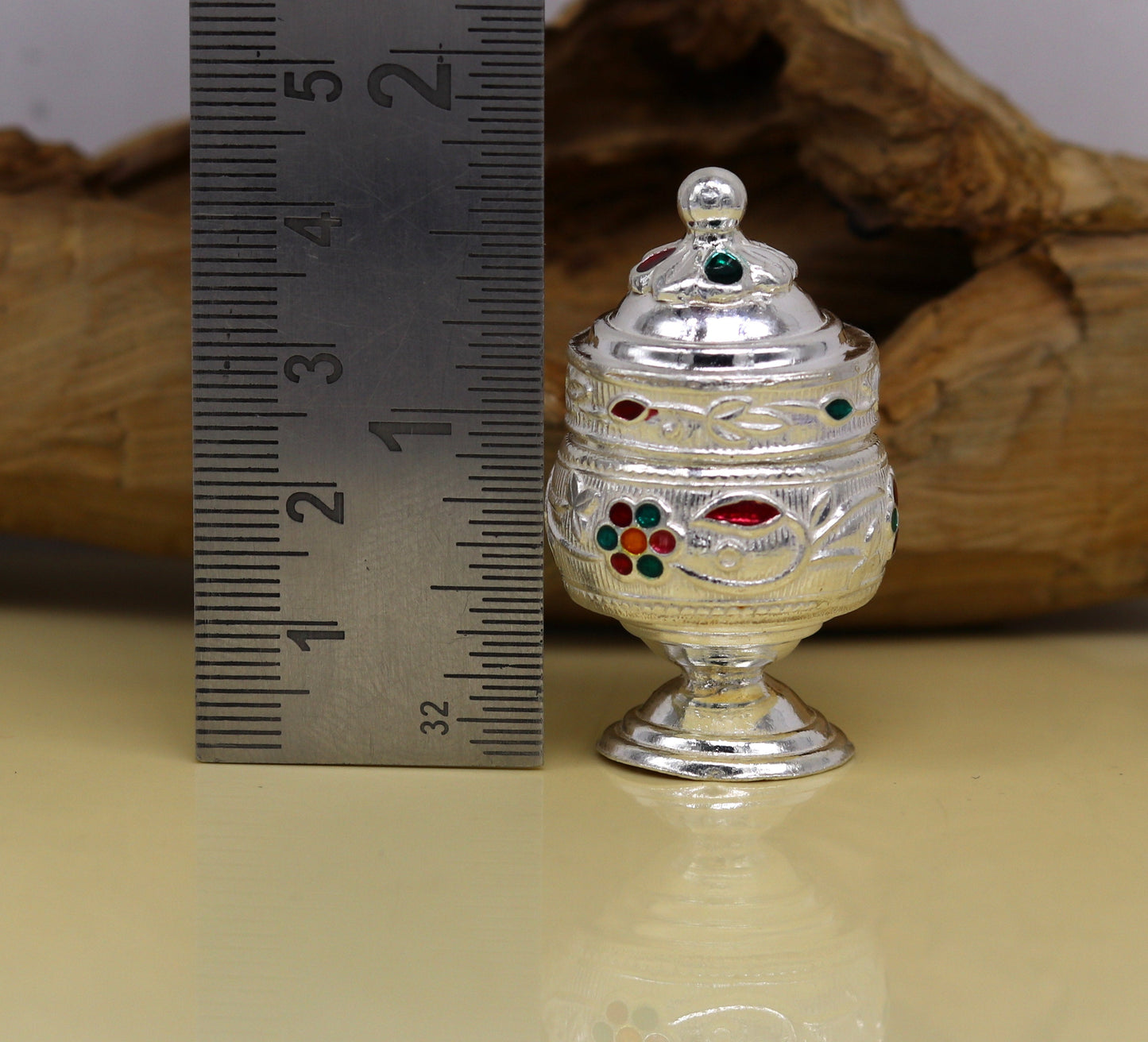 925 sterling silver trinket box, kumkum box/ casket box bridal enamel jewelry box collection, container box, jewelry box gifting art stb70 - TRIBAL ORNAMENTS