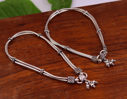 Sterling silver two-line snake chain ankle bracelet, trendy belly dance foot jewelry, customized and stylish ankle accessory.