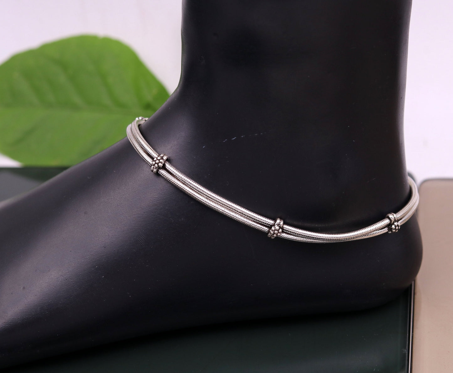 925 sterling silver two line/layer snake chain ankle bracelet, excellent belly dance customized trendy anklets foot bracelet ank146 - TRIBAL ORNAMENTS