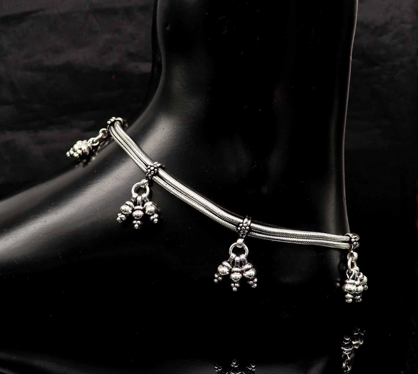 925 sterling silver two line/layer snake chain ankle bracelet, excellent belly dance customized trendy anklets foot bracelet ank385 - TRIBAL ORNAMENTS