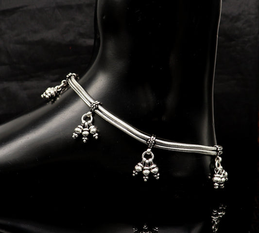 925 sterling silver two line/layer snake chain ankle bracelet, excellent belly dance customized trendy anklets foot bracelet ank385 - TRIBAL ORNAMENTS