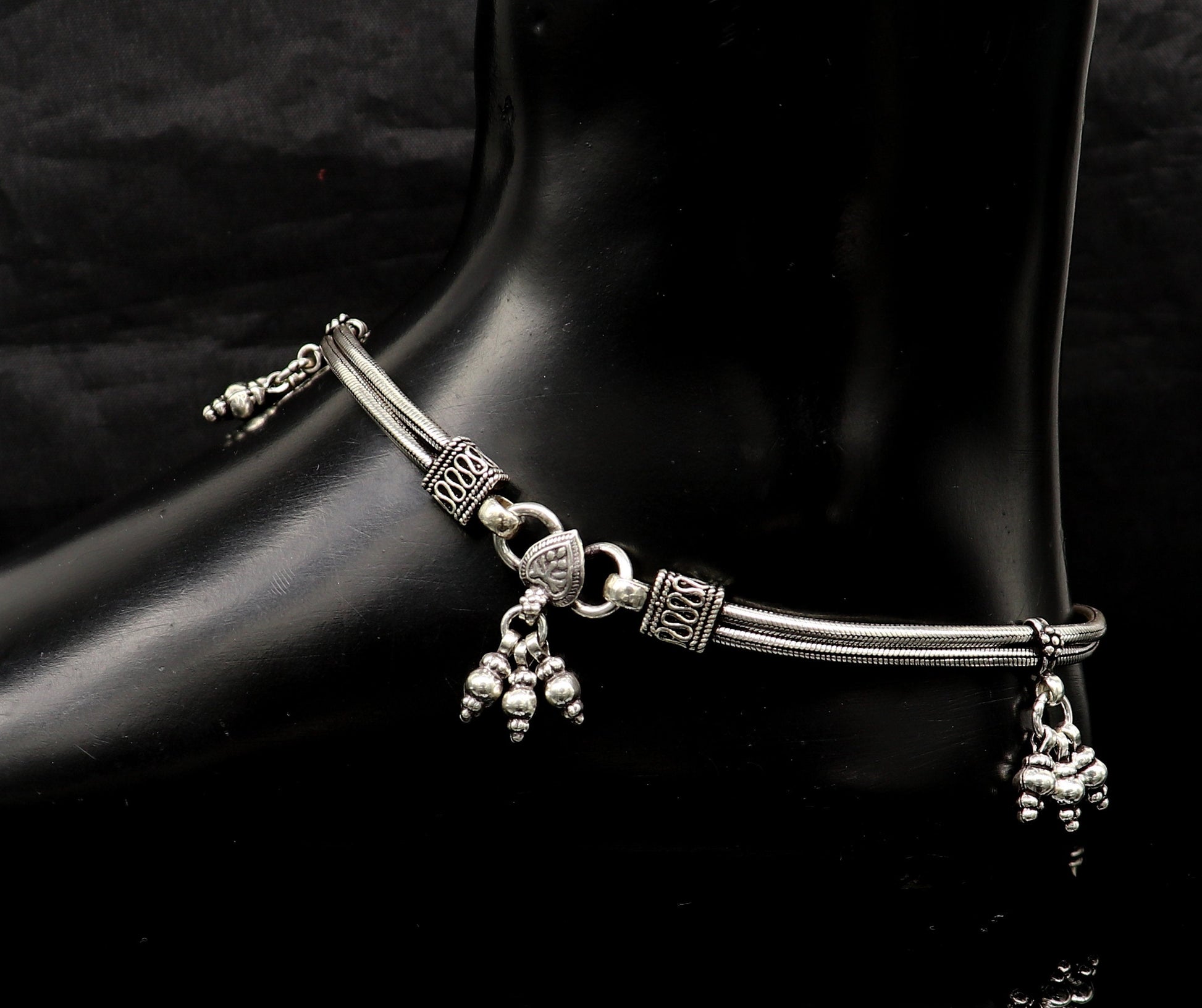 925 sterling silver two line/layer snake chain ankle bracelet, excellent belly dance customized trendy anklets foot bracelet ank385 - TRIBAL ORNAMENTS