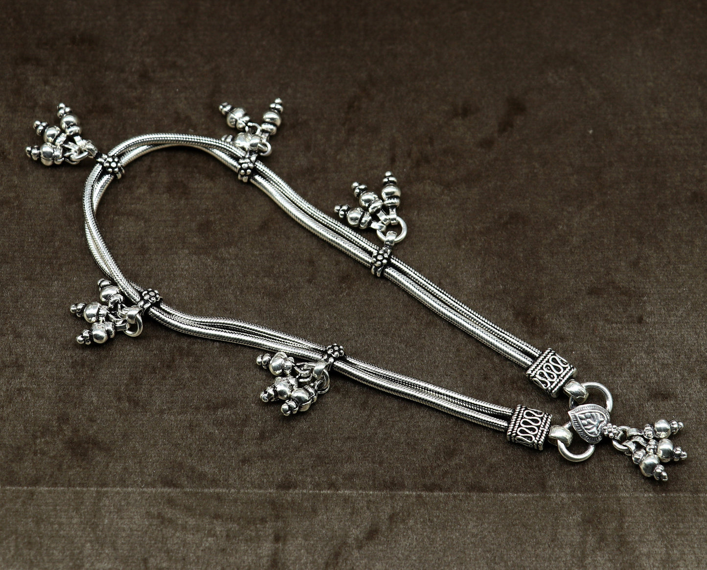 925 sterling silver two line/layer snake chain ankle bracelet, excellent belly dance customized trendy anklets foot bracelet ank385 - TRIBAL ORNAMENTS