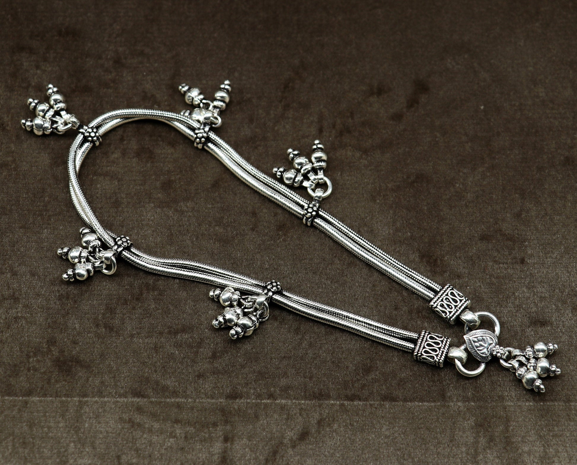 925 sterling silver two line/layer snake chain ankle bracelet, excellent belly dance customized trendy anklets foot bracelet ank385 - TRIBAL ORNAMENTS