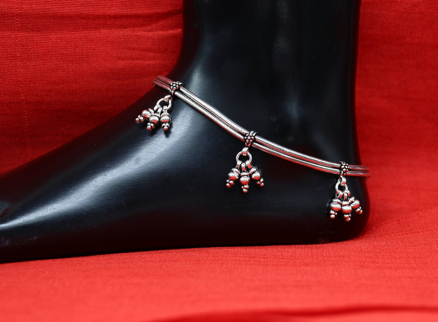 925 sterling silver two line/layer snake chain ankle bracelet, excellent belly dance customized trendy anklets foot bracelet ank385 - TRIBAL ORNAMENTS