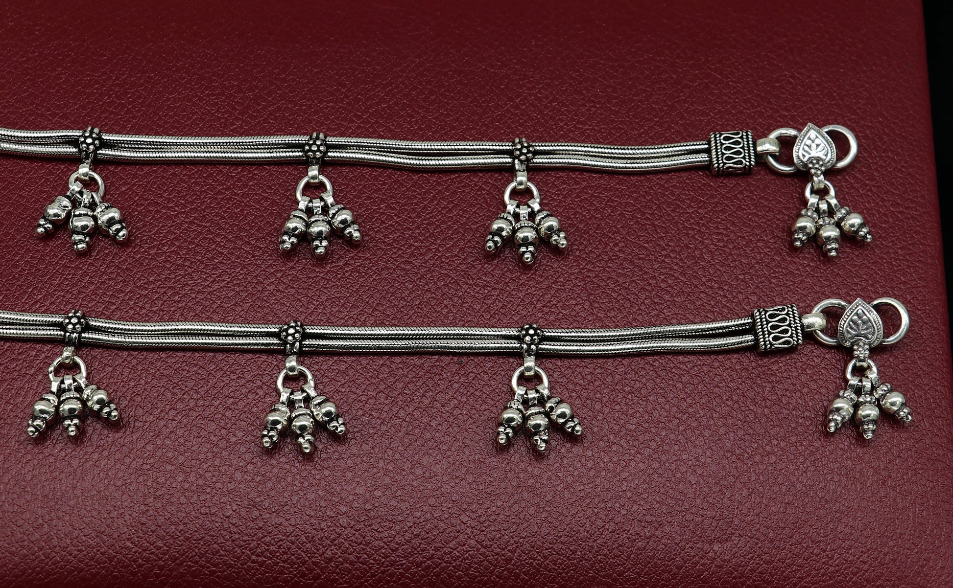 925 sterling silver two line/layer snake chain ankle bracelet, excellent belly dance customized trendy anklets foot bracelet ank385 - TRIBAL ORNAMENTS