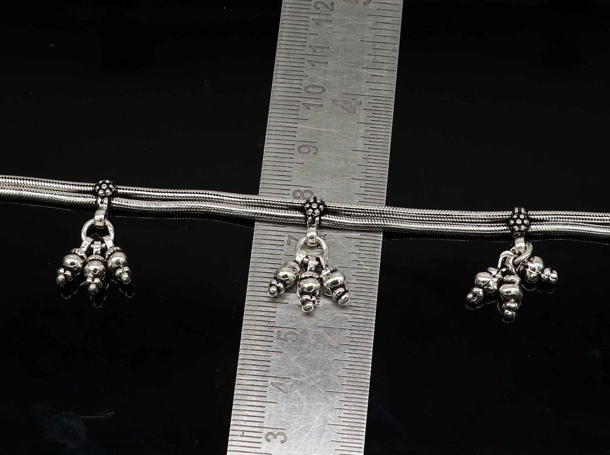 925 sterling silver two line/layer snake chain ankle bracelet, excellent belly dance customized trendy anklets foot bracelet ank385 - TRIBAL ORNAMENTS