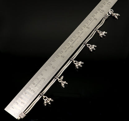 925 sterling silver two-line snake chain ankle bracelet, trendy belly dance foot jewelry, customizable tribal ornaments ank385
