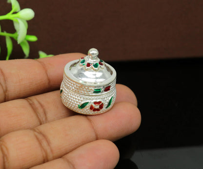 925 sterling silver antique handmade brides' eyes kajal box, surma, kumkum, sindur, and small trinket storage from Tribal Ornaments