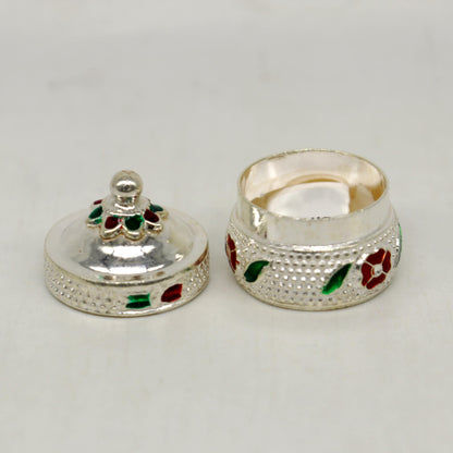 925 sterling silver antique handmade brides eyes kajal box, surma, kumkum sindur, and small trinket storage from Tribal Ornaments