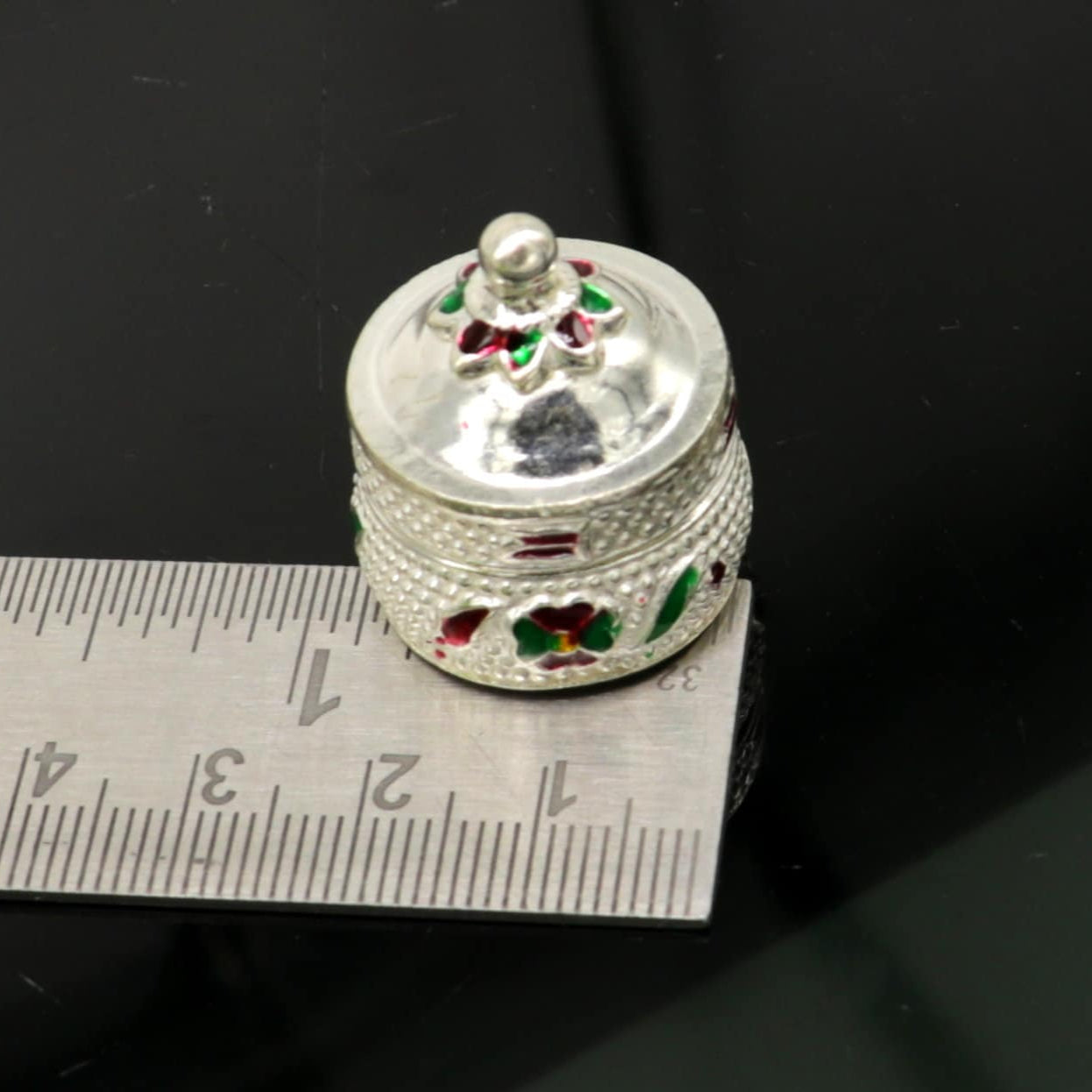 925 sterling silver unique antique design handmade brides eyes kajal box, surma box, kumkum sindur box, small trinket box article stb103 - TRIBAL ORNAMENTS