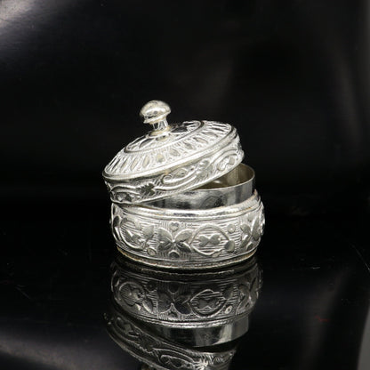 Handmade 925 sterling silver antique design brides eyes kajal box, surma and kumkum sindur small trinket storage.