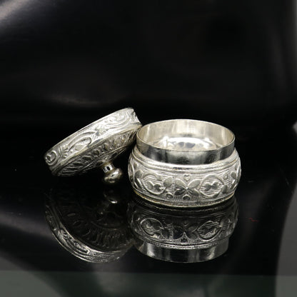Handmade 925 sterling silver antique-style brides eyes kajal box, surma, kumkum, sindur, and small trinket storage by TRIBAL ORNAMENTS