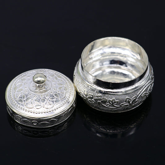 925 sterling silver unique antique design handmade brides eyes kajal box, surma box, kumkum sindur box, small trinket box article stb112 - TRIBAL ORNAMENTS