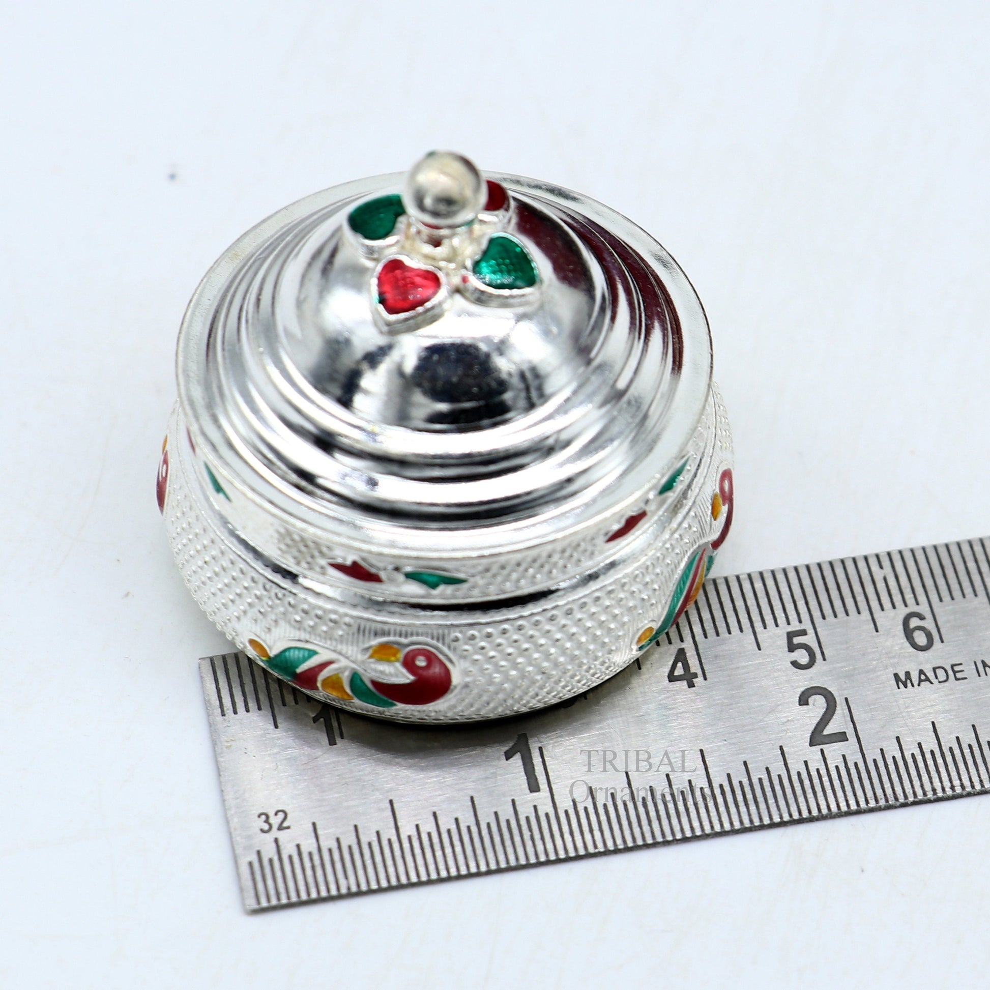 925 sterling silver unique antique design handmade brides eyes kajal box, surma box, kumkum sindur box, small trinket box article stb351 - TRIBAL ORNAMENTS