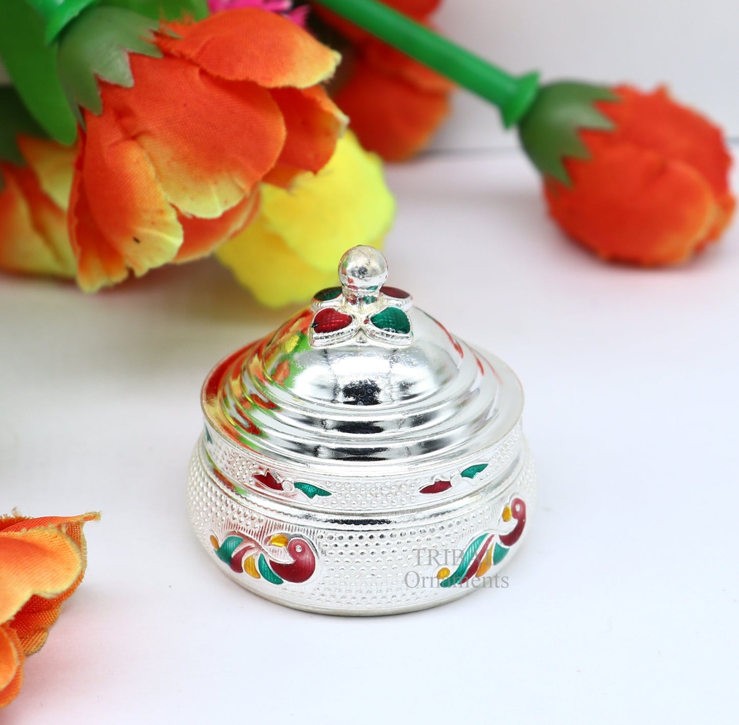 925 sterling silver unique antique design handmade brides eyes kajal box, surma box, kumkum sindur box, small trinket box article stb351 - TRIBAL ORNAMENTS