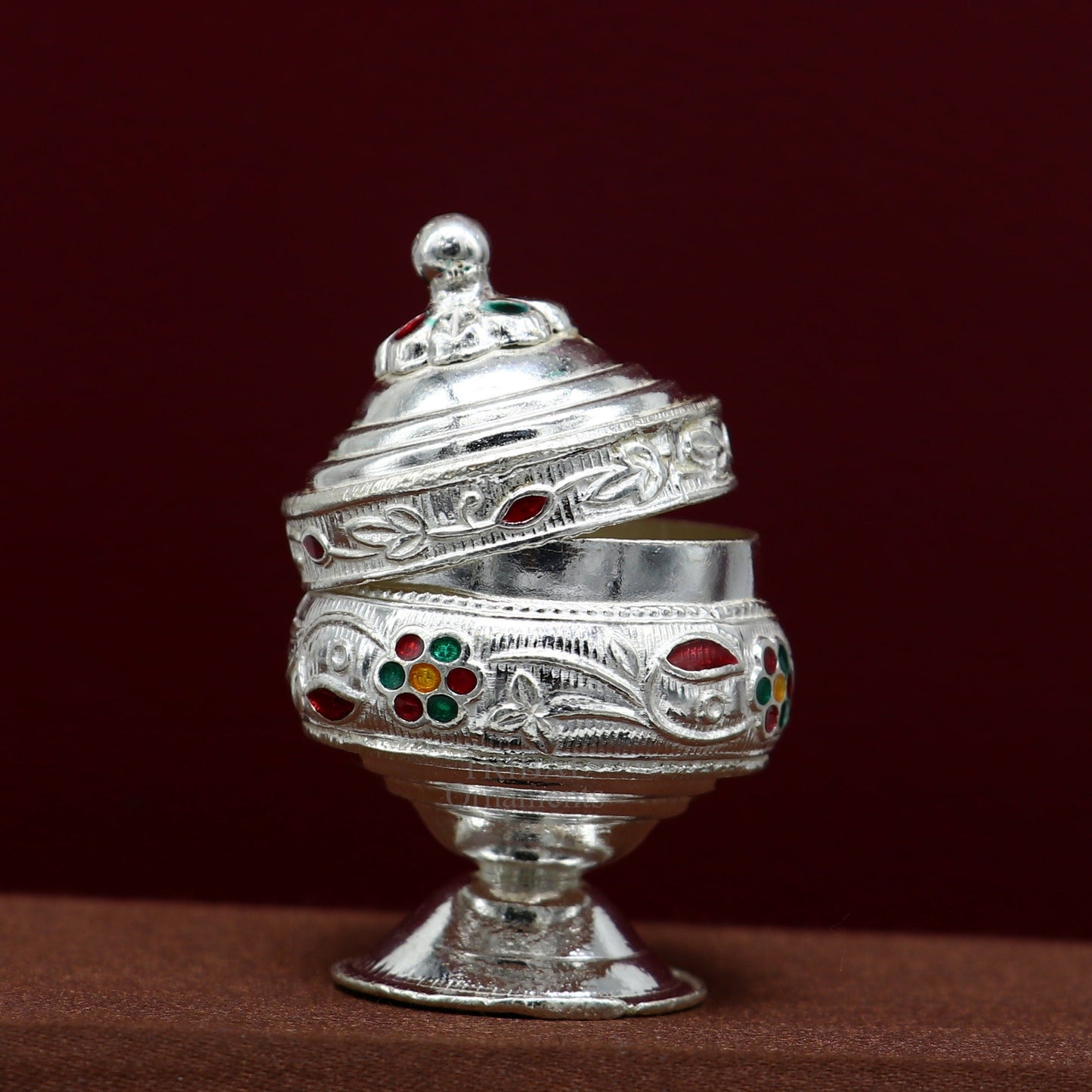 925 sterling silver unique antique design handmade brides eyes kajal box, surma box, kumkum sindur box, small trinket box article stb353 - TRIBAL ORNAMENTS