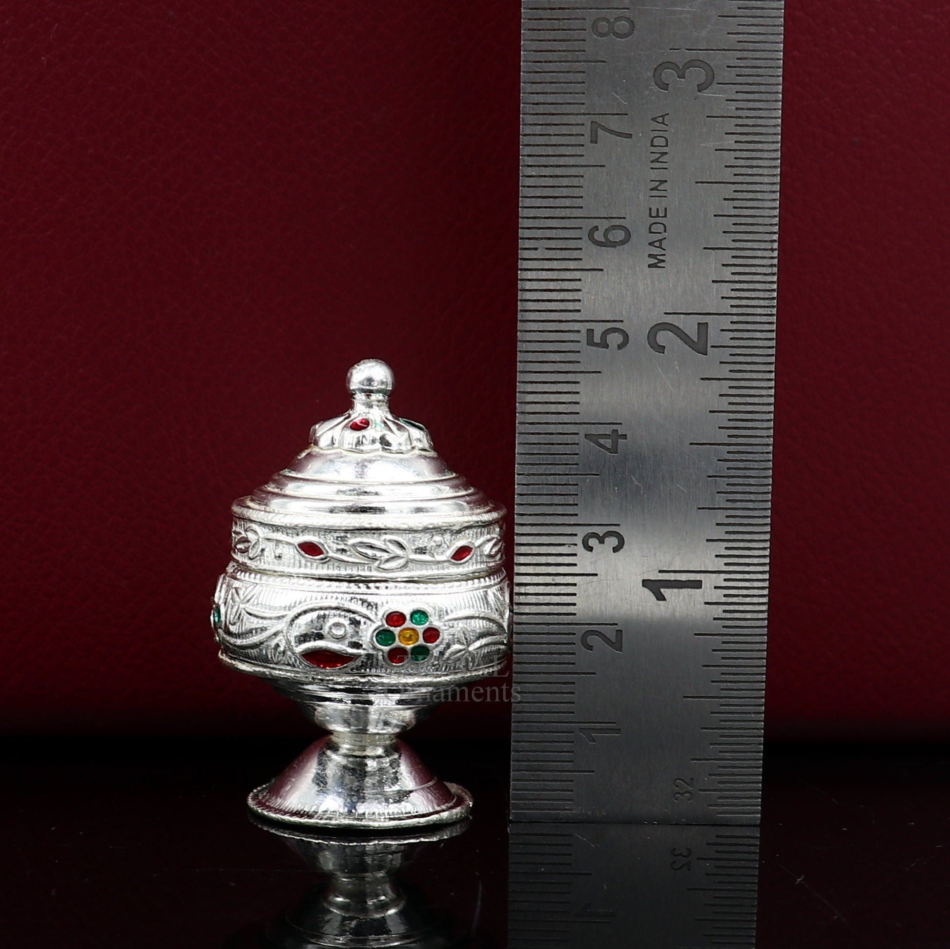 925 sterling silver unique antique design handmade brides eyes kajal box, surma box, kumkum sindur box, small trinket box article stb353 - TRIBAL ORNAMENTS