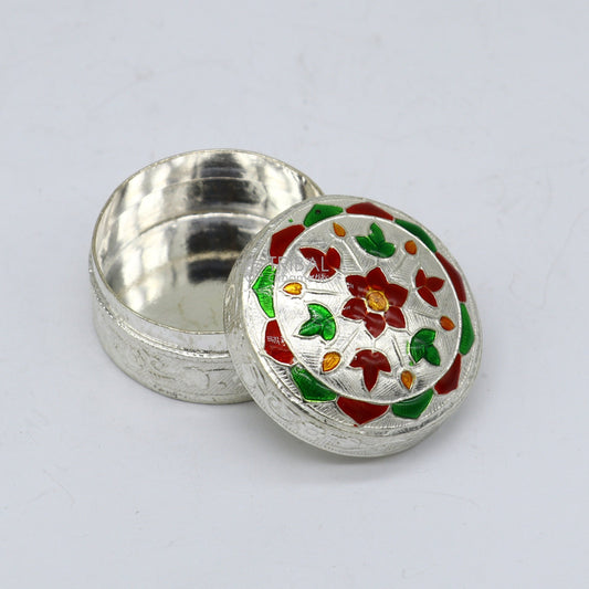 925 sterling silver unique antique design handmade brides eyes kajal box, surma box, kumkum sindur box, small trinket box article stb779 - TRIBAL ORNAMENTS