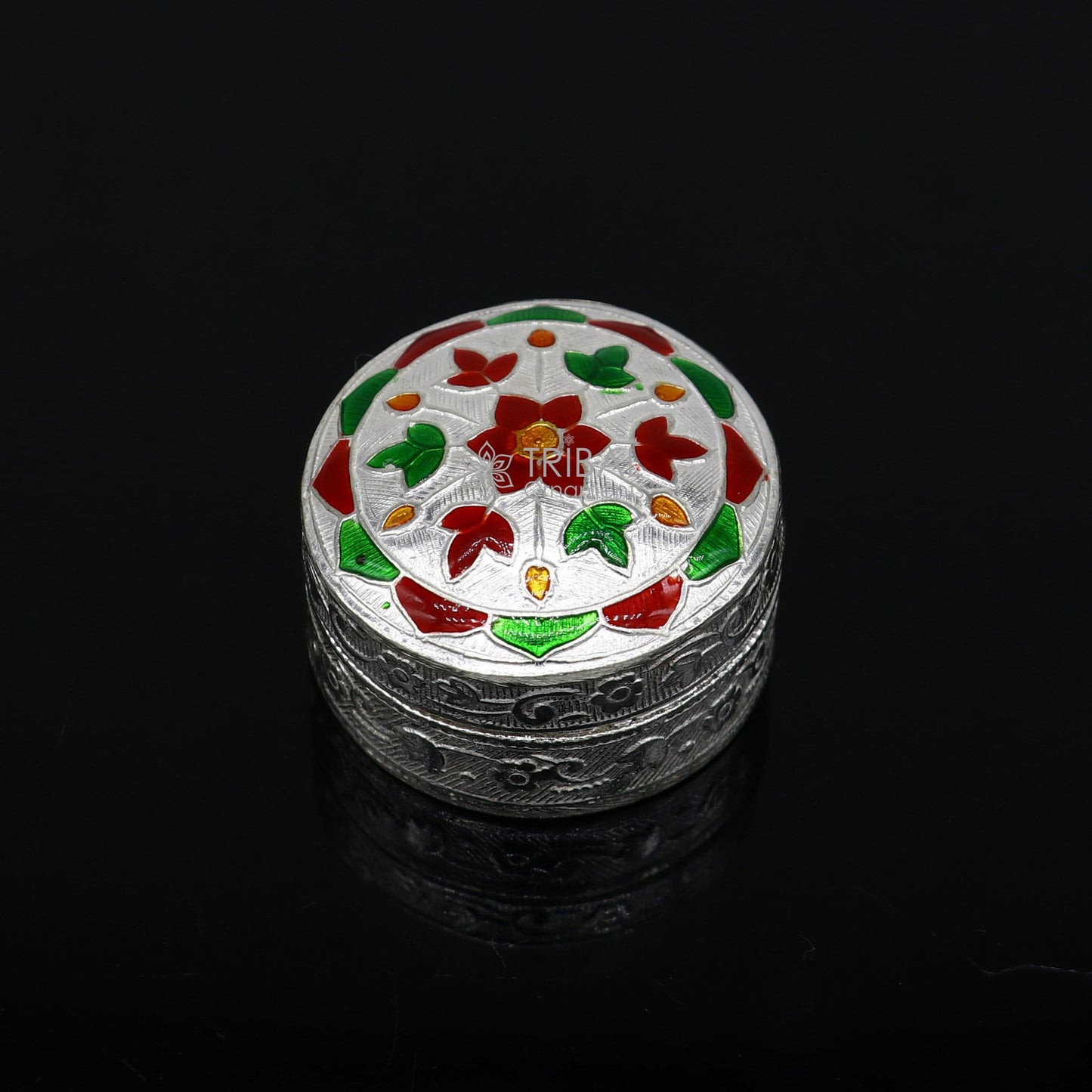925 sterling silver unique antique design handmade brides eyes kajal box, surma box, kumkum sindur box, small trinket box article stb779 - TRIBAL ORNAMENTS