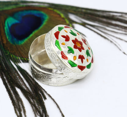 925 sterling silver unique antique design handmade brides eyes kajal box, surma box, kumkum sindur box, small trinket box article stb779 - TRIBAL ORNAMENTS