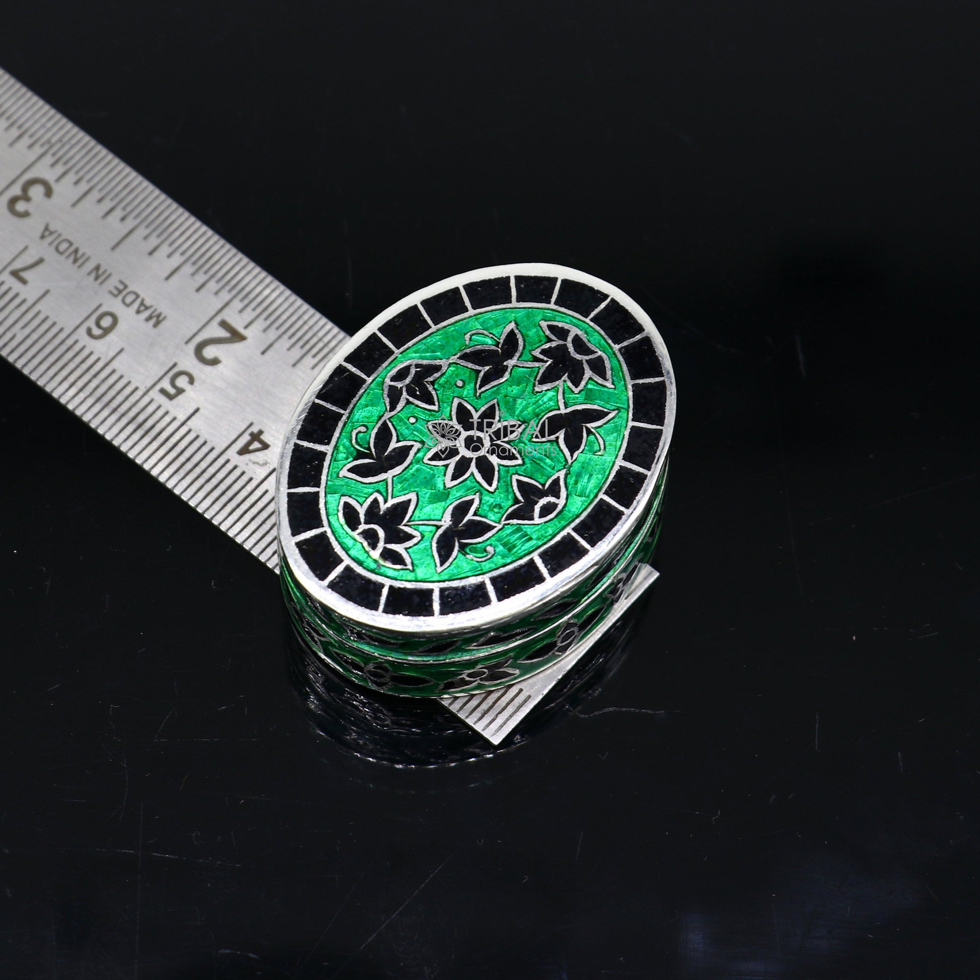 925 sterling silver unique antique design handmade brides eyes kajal box, surma box, kumkum sindur box, small trinket box article stb780 - TRIBAL ORNAMENTS