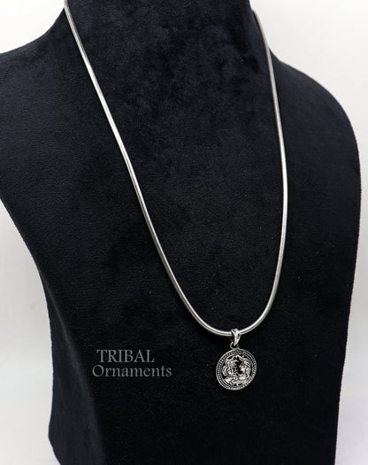 925 sterling silver Gemini zodiac pendant featuring Mithun Rashi symbol, tribal-inspired horoscope jewelry with intricate design.