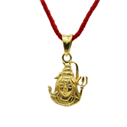Sterling silver gold-polished Lord Shiva pendant with trident, unisex divine jewelry, intricate design by TRIBAL ORNAMENTS.