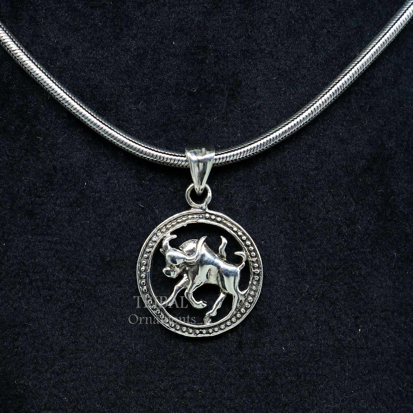 925 sterling silver unique horoscope zodiac Taurus sign/ symbol pendant unique Vrishbh Rashi symbol pendant best ethnic jewelry nsp573 - TRIBAL ORNAMENTS