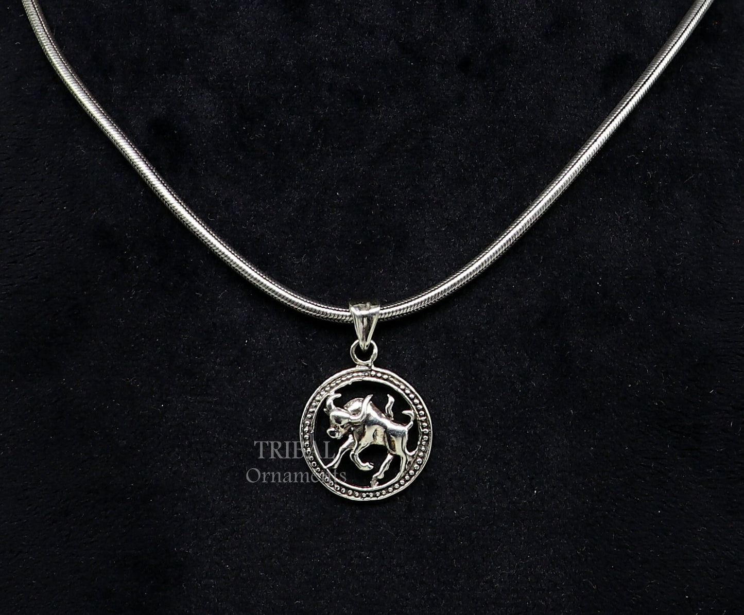 925 sterling silver unique horoscope zodiac Taurus sign/ symbol pendant unique Vrishbh Rashi symbol pendant best ethnic jewelry nsp573 - TRIBAL ORNAMENTS
