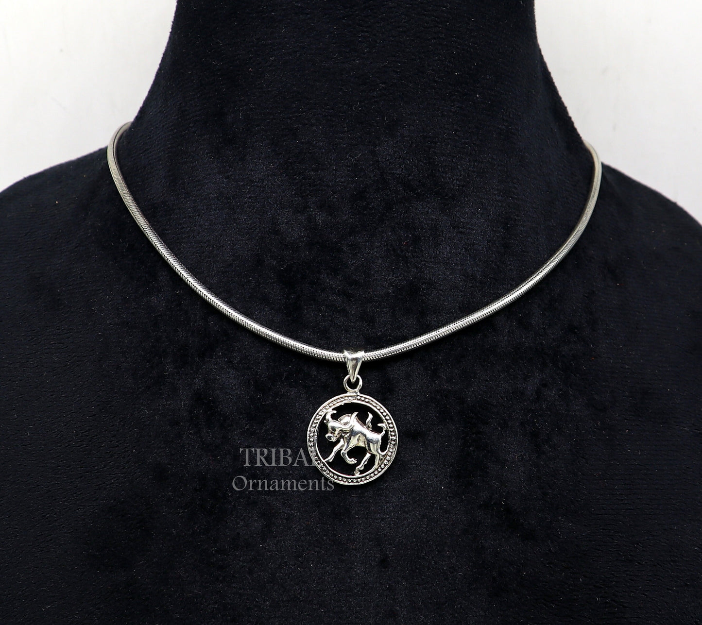 925 sterling silver unique horoscope zodiac Taurus sign/ symbol pendant unique Vrishbh Rashi symbol pendant best ethnic jewelry nsp573 - TRIBAL ORNAMENTS
