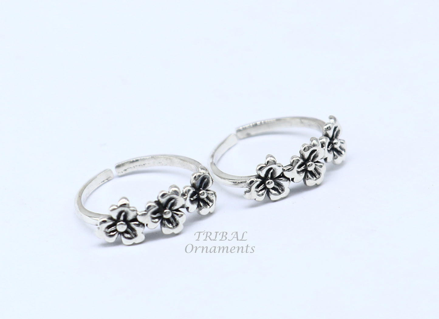 925 sterling silver uniquely handcrafted flower style oxidized toe rings. best brides wedding jewelry tribal jewelry ytr16 - TRIBAL ORNAMENTS