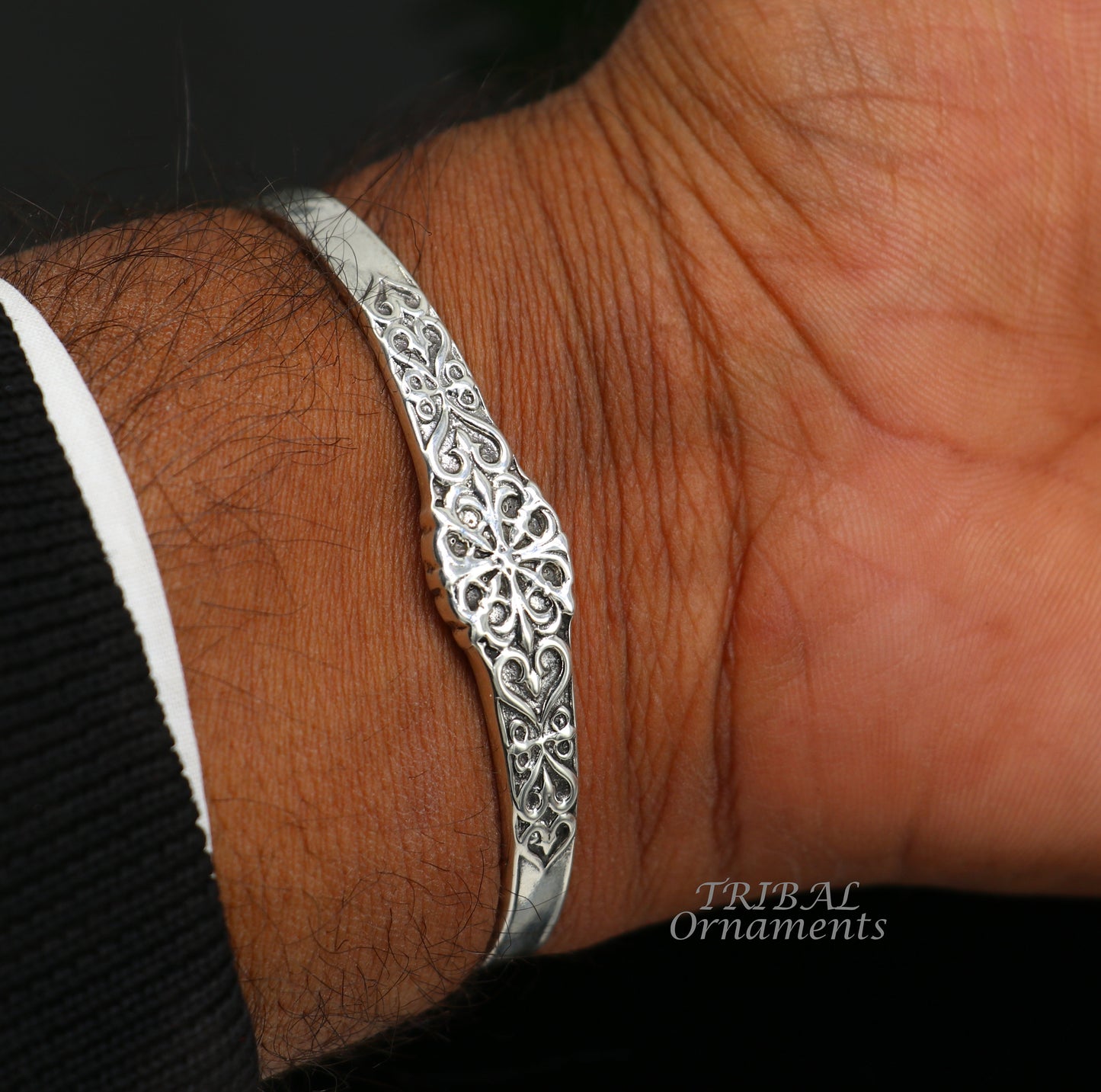 925 sterling silver vintage antique design handmade adjustable bangle bracelet kada customized unisex jewelry cuff140 - TRIBAL ORNAMENTS